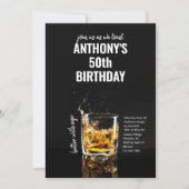 Invitation Simple Black Men's Whiskey Birthday Party (Devant)