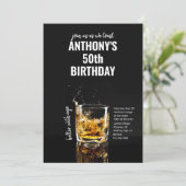 Invitation Simple Black Men's Whiskey Birthday Party (Debout devant)