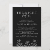 Invitation Simple Black Modern Floral Mariage Répétition (Devant)