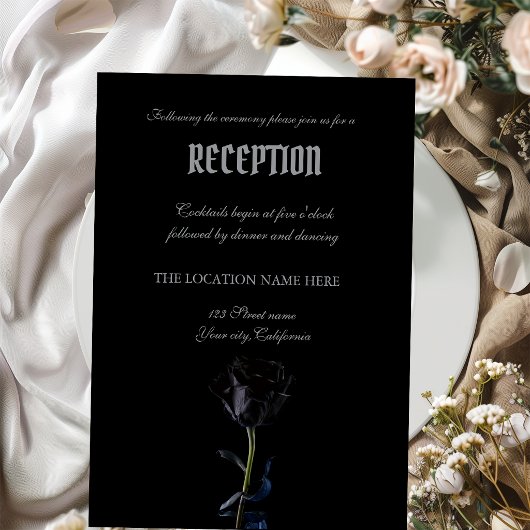 Invitation Simple Black Roses gothique