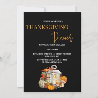 Invitation simple Black Thanksgiving