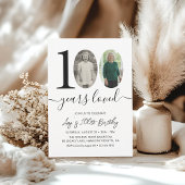 Invitation Simple Black & White 100th Birthday Party Photo