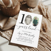 Invitation Simple Black & White 100th Birthday Party Photo
