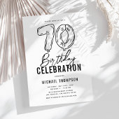 Invitation Simple Black & White 70e fête d'anniversaire