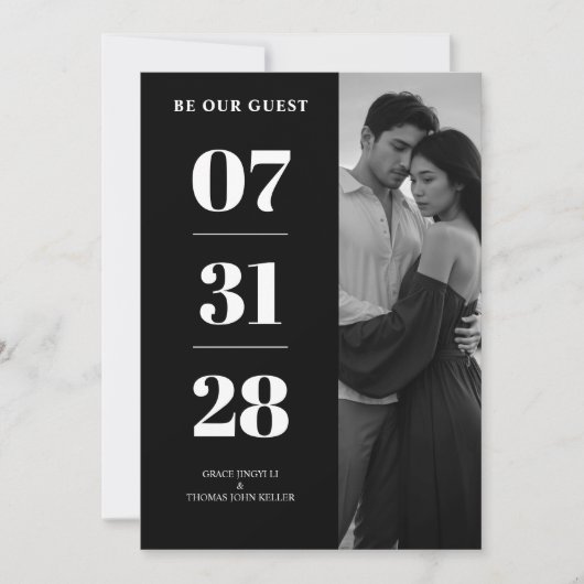 Invitation Simple Black & White Enchanting & Delicate Minimal (Devant)