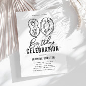 Invitation Simple Black & White fête d'anniversaire 80e