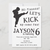 Invitation Simple black white garçon karate anniversaire Invi (Devant)