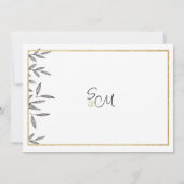 Invitation Simple black white gold floral foliage Thank You (Dos)