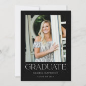 Invitation Simple Black White Photo 2025 Graduation Party (Devant)