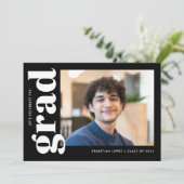 Invitation Simple Black White Photo Graduation Party (Debout devant)