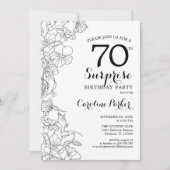 Invitation Simple Black White Surprise 70e fête d'anniversair (Devant)
