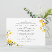 Invitation Simple Blanc Deux Parents Fleur Jaune Mariage (Debout devant)