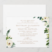 Invitation Simple Blanc Deux Parents Texte Or Mariage (Devant / Derrière)