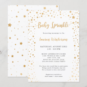 Invitation Simple blanc et or Star Baby Sprinkle