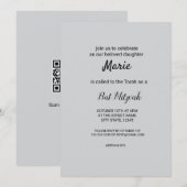 Invitation simple blanc noir classique edi bat mitzvah (Devant / Derrière)