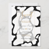 Invitation Simple Blanc Noir Gros taches de vache Motif anima (Devant)