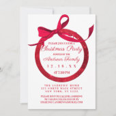 Invitation Simple Blanc Parties scintillant rouge Bow Ornemen (Devant)