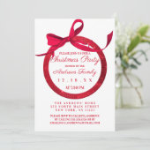 Invitation Simple Blanc Parties scintillant rouge Bow Ornemen (Debout devant)