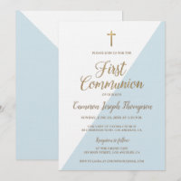 Simple Bleu Blanc Or Moderne Première communion