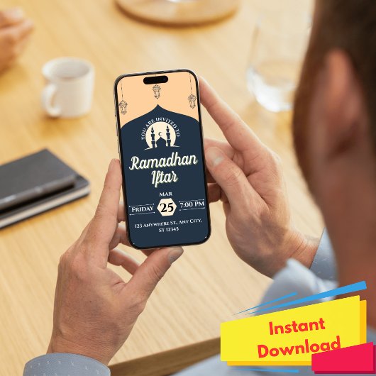 Invitation simple bleu pour le repas de rupture du