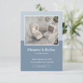 Invitation simple bleue et blanche centrée sur la  (Debout devant)