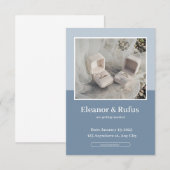 Invitation simple bleue et blanche centrée sur la  (Devant / Derrière)