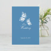 Invitation Simple Blue Butterflies Mariage 2 (Debout devant)