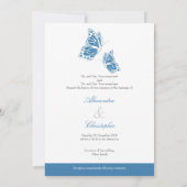 Invitation Simple Blue Butterflies Mariage 2 (Dos)