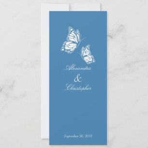 Invitation Simple Blue Butterflies Wedding Announcement