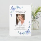 Invitation Simple Blue Butterfly Celebration of Life Invitati (Debout devant)