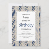 Invitation Simple Blue Chevron Birthday (Devant)