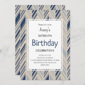 Invitation Simple Blue Chevron Birthday (Devant / Derrière)