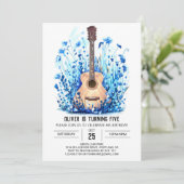 Invitation Simple Blue Guitar Boy Anniversaire (Debout devant)