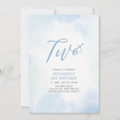 Invitation Simple Blue Heart Deux 2e fête d'anniversaire de g (Devant)