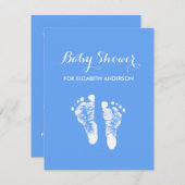 Invitation Simple Blue Nouveau-né Empreintes Baby shower garç (Devant / Derrière)