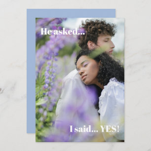 Invitation Simple Blue Photo Engagement