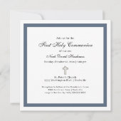 Invitation Simple Blue White First Holy Communion (Devant)