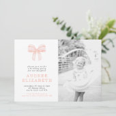 Invitation Simple Blush Coquette Bow Photo Anniversaire (Debout devant)