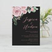Invitation Simple Blush Elegance Mariage botanique (Debout devant)