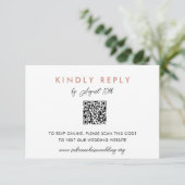 Invitation Simple Blush Mariage Website RSVP QR Code Card (Debout devant)