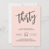 Invitation Simple Blush Pink 30e fête d'anniversaire (Devant)