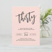 Invitation Simple Blush Pink 30e fête d'anniversaire (Debout devant)