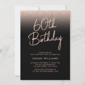 Invitation Simple Blush Pink Chic Moderne 60e anniversaire (Devant)