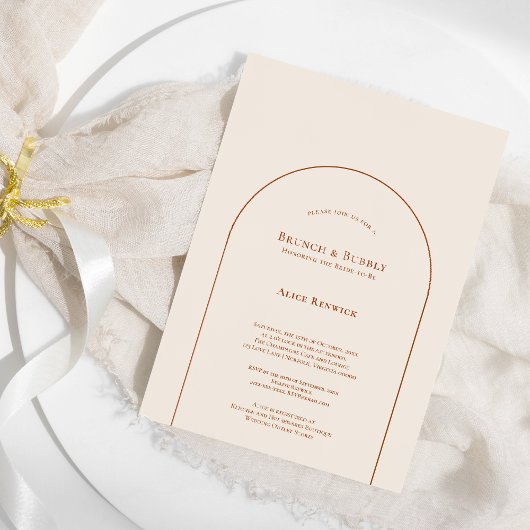 Invitation Simple Boho Arch ivoire Bridal Brunch et Bubbly