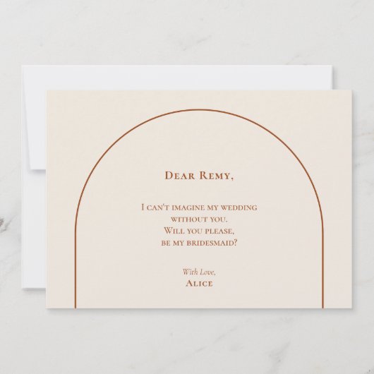 Invitation Simple Boho Arch Ivory Bridesmaid Proposal Card (Dos)