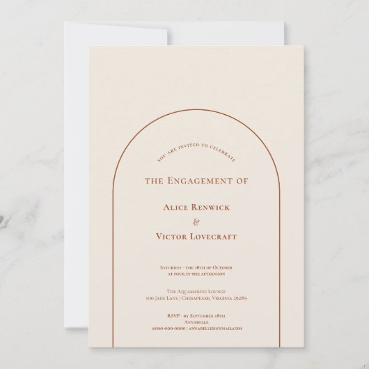 Invitation Simple Boho Arch Ivory Engagement (Devant)