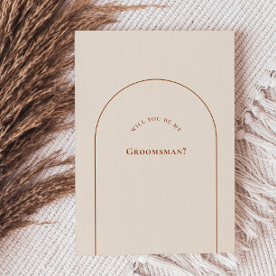 Invitation Simple Boho Arch Ivory Groomsman Proposal Card