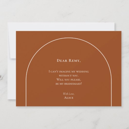 Invitation Simple Boho Arch Terracotta Bridesmaid Proposition (Dos)