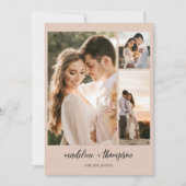 Invitation Simple Boho Beige Script Photo QR Code Mariage (Devant)
