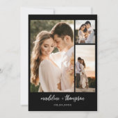 Invitation Simple Boho Black Script Photo QR Code Mariage (Devant)